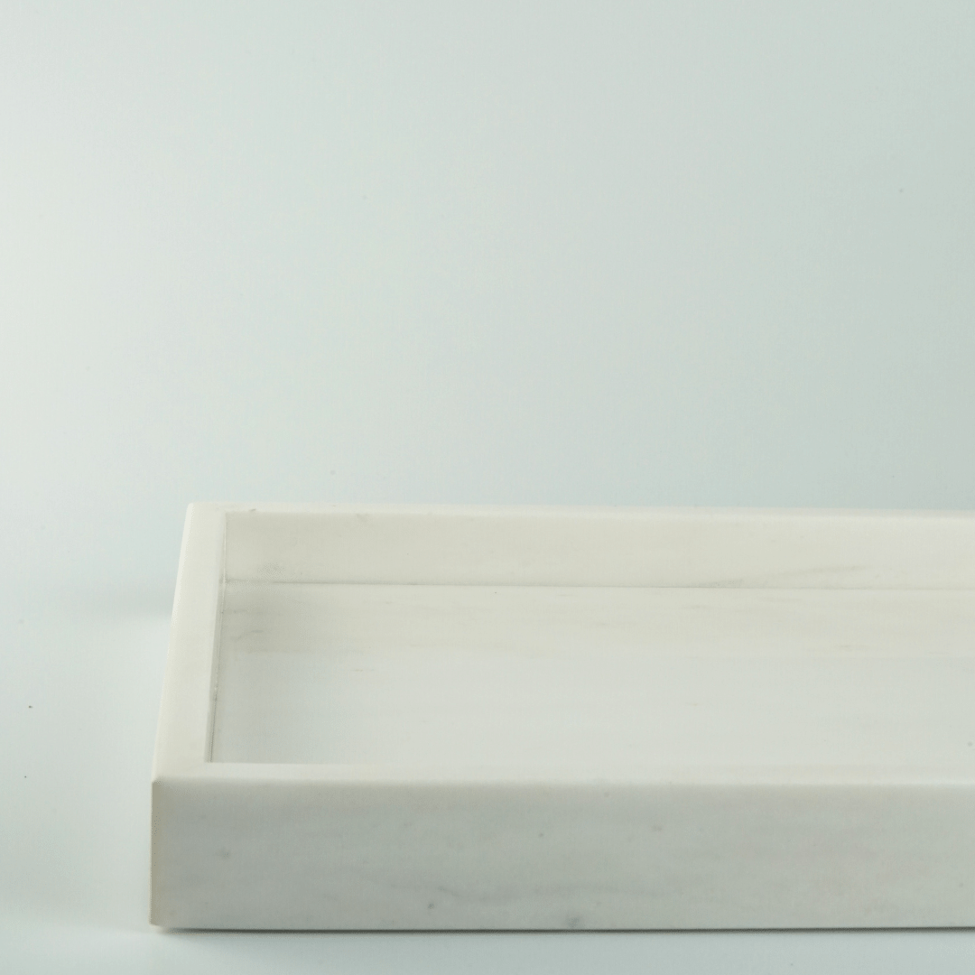 A marble decor tray with a white background
